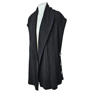 Soft  Surroundings Womens Mesa Button Vest Draped Open Front Black Size Large